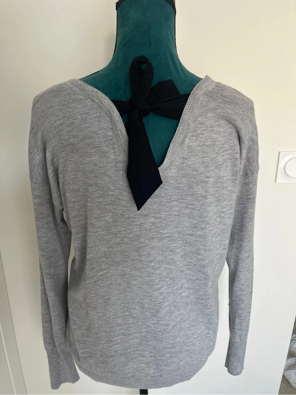 Promod Light Grey V-Neck Sweater